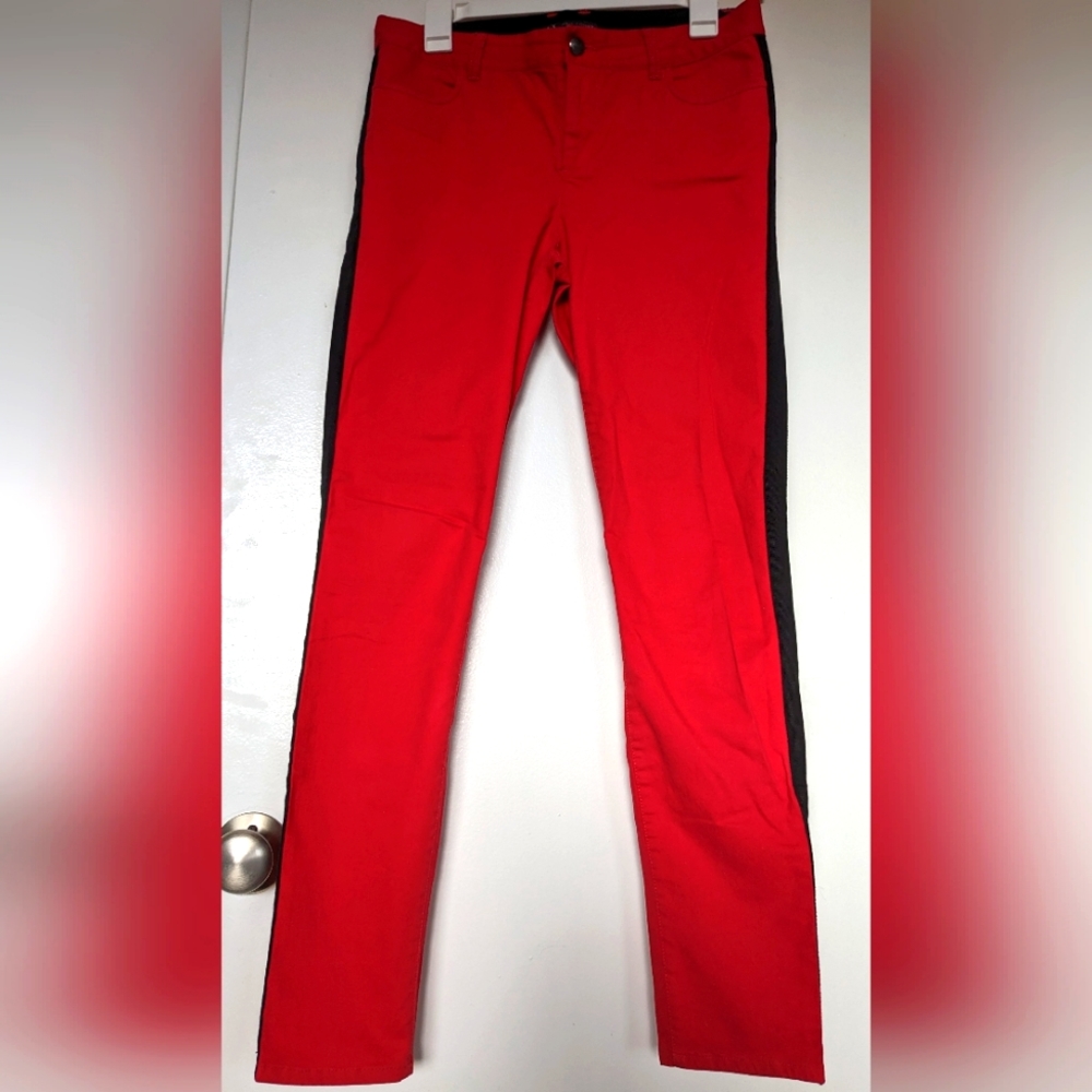Red Black Pants Skinny Stretchy